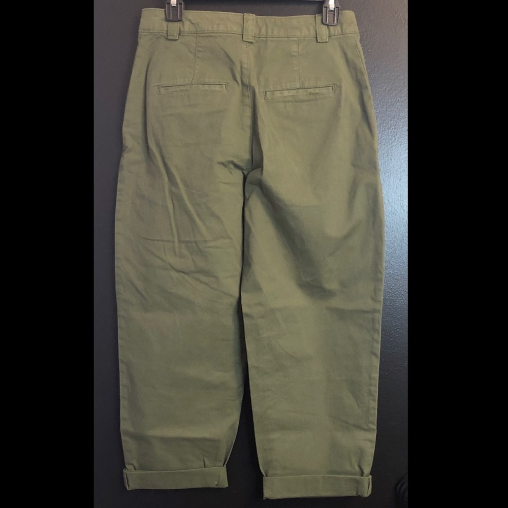 GAP Barrel Leg High-Rise Olive Green Pants - Picture 3 of 5